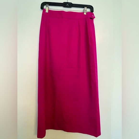 Vintage Nordstrom Wool Women's Hot Pink Pencil Skirt | Size 10 - Picture 1 of 6